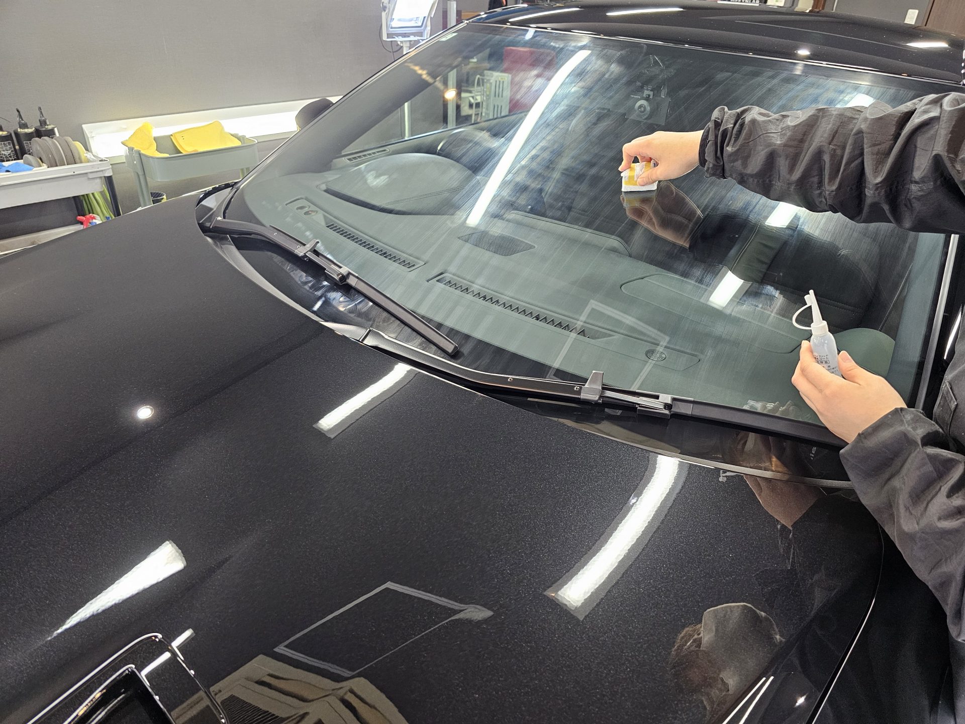 日産GTR R35 新車 フロントガラスコーティング塗布
