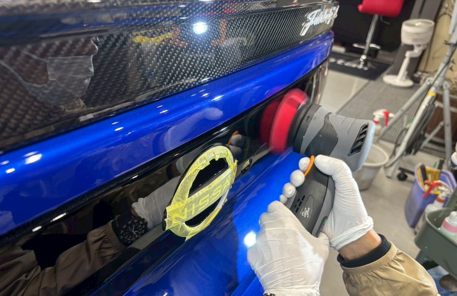 新車フェアレディZ ワンガンブルー 磨き 研磨 職人