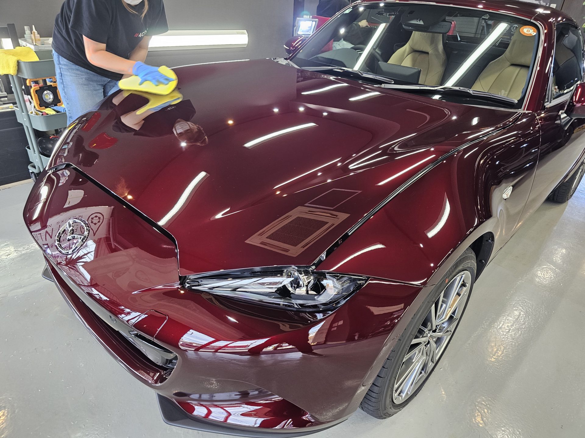 マツダロードスターRF 35周年記念車 アーティザンレッドプレミアムメタリック コーティング拭き上げ