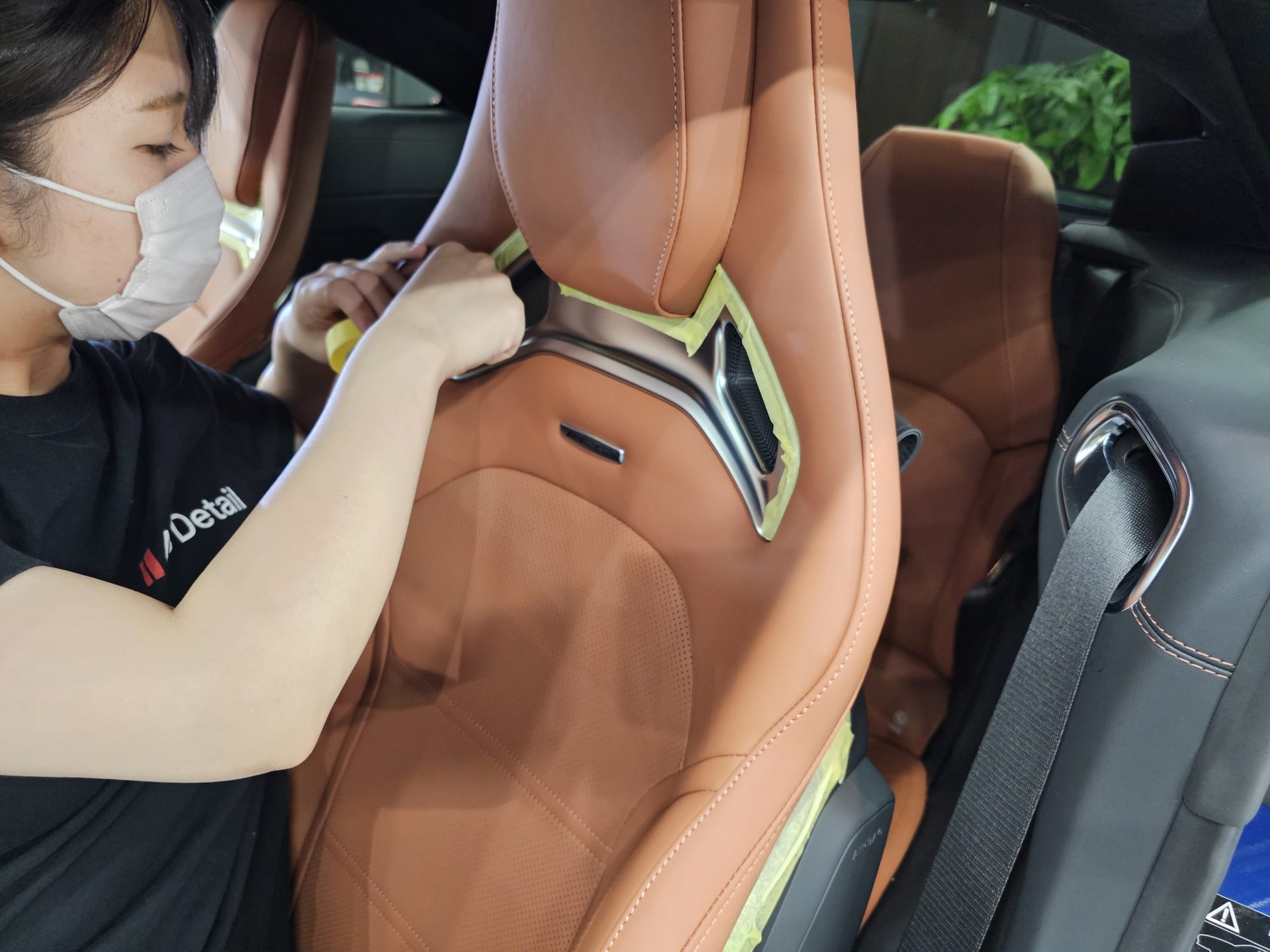 AMG GT43クーペ 新車 レザーシートコーティング養生