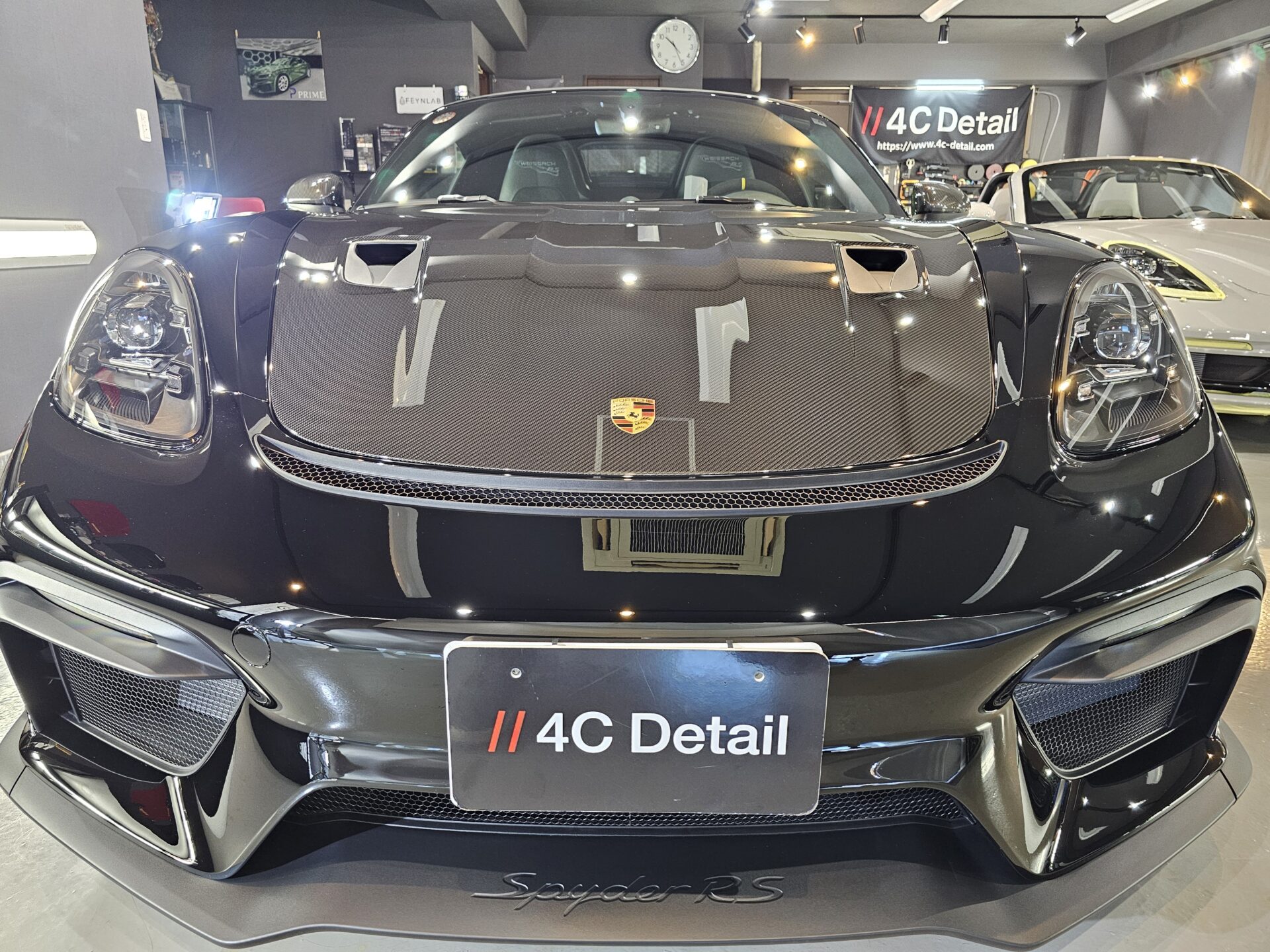ポルシェ718スパイダーRS 新車 ソリッドブラック ジーテクニッククリスタルセラムブラックセラミックボディコーティング (2)