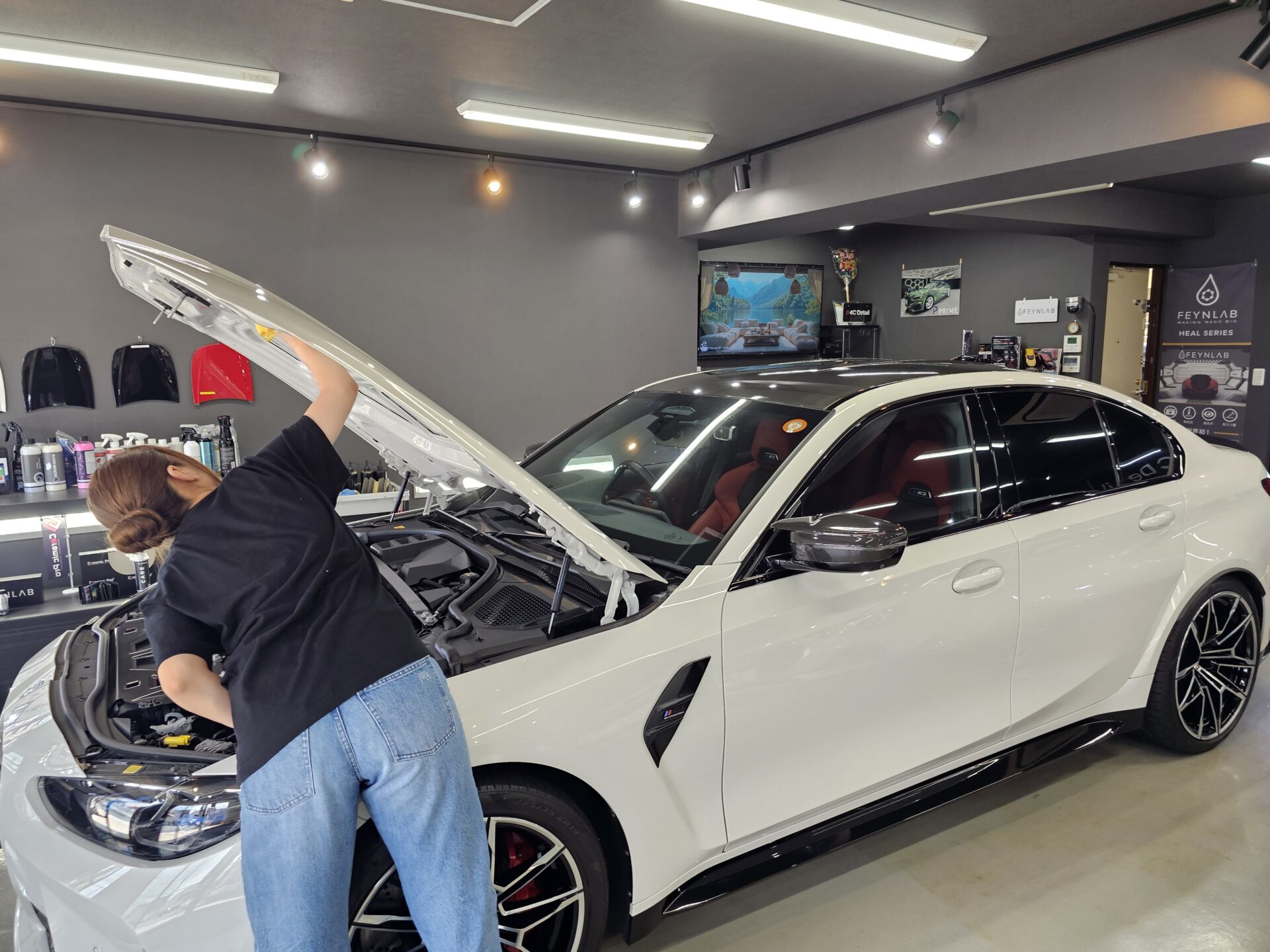 BMW M3コンペティション アルピンホワイト 洗車