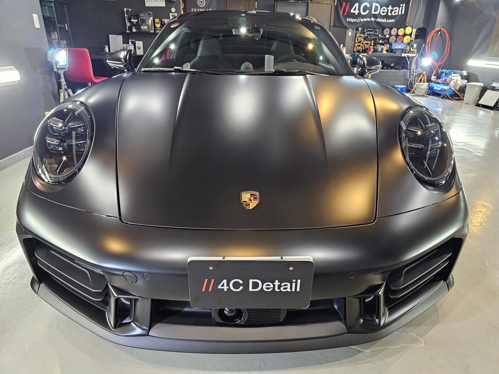 ポルシェ911カレラS(992.2) XPELステルスフルプロテクションフィルム マットブラックラッピング FEYNLABセラミックコーティング フル施工