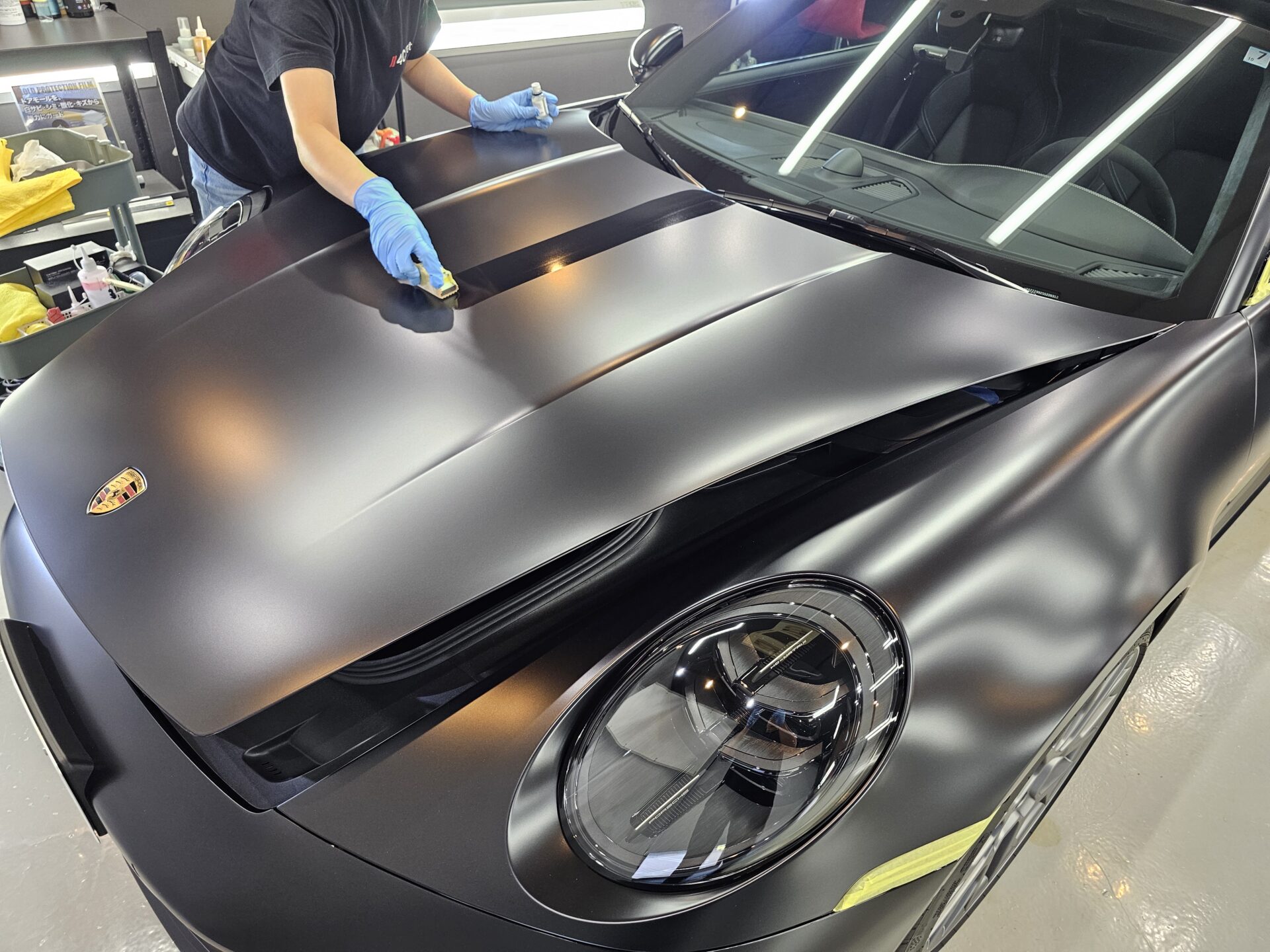 ポルシェ911カレラS(992.2) XPELステルスフルプロテクションフィルム マットブラックラッピング PPF専用セラミックコーティング