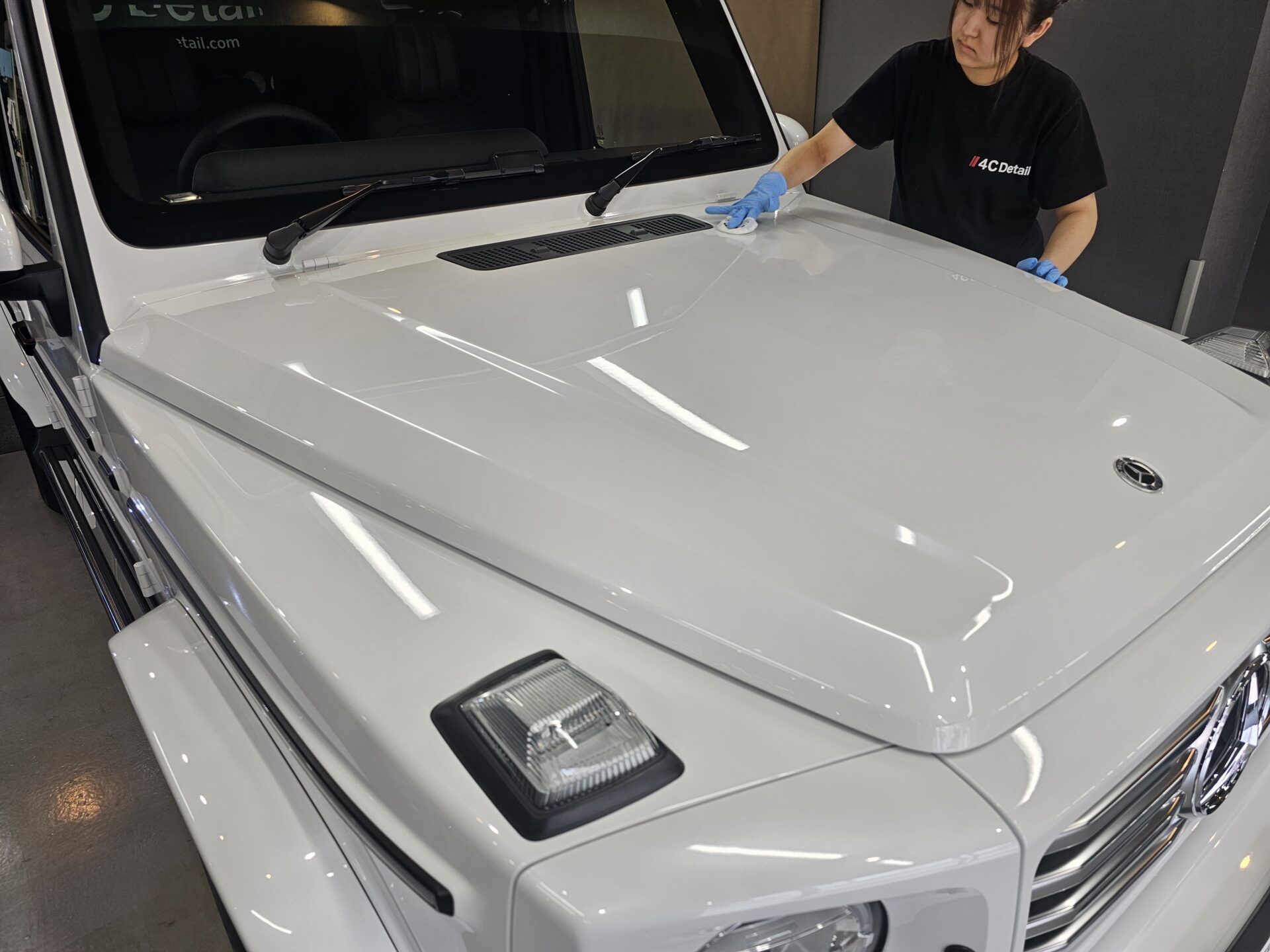 メルセデスベンツG450d ゲレンデ 新車 オパリスホワイト セラミックコーティング塗布
