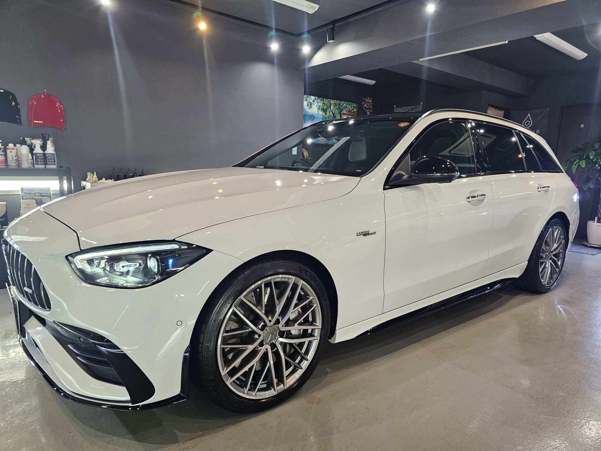 2024年式メルセデスAMG C43ステーションワゴン(S206) GTECHNIQセラミックコーティング＆モールプロテクションフィルム施工他 横浜市南区