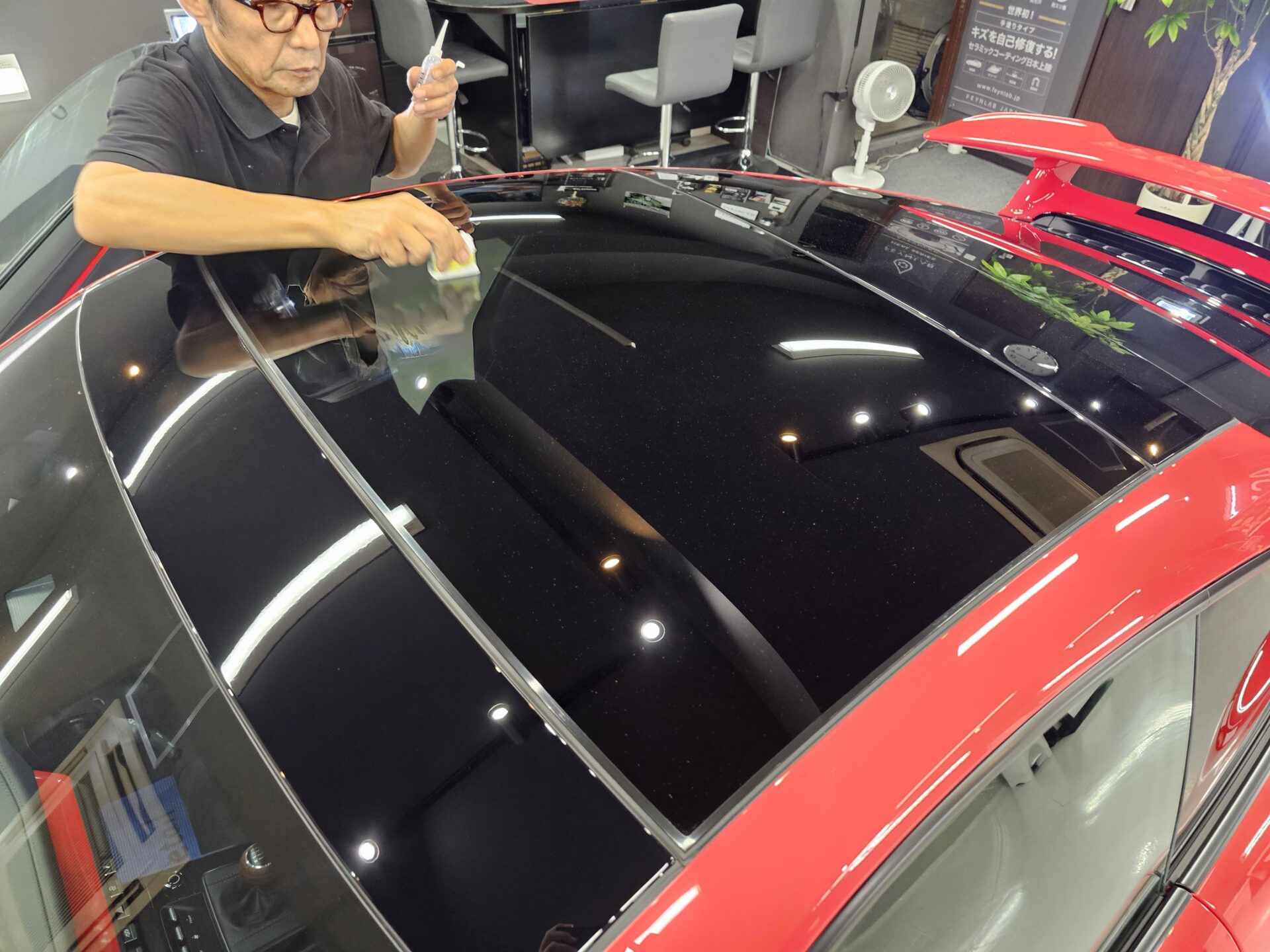 ポルシェ911カレラT 992.2 新車 窓ガラスコーティング塗布