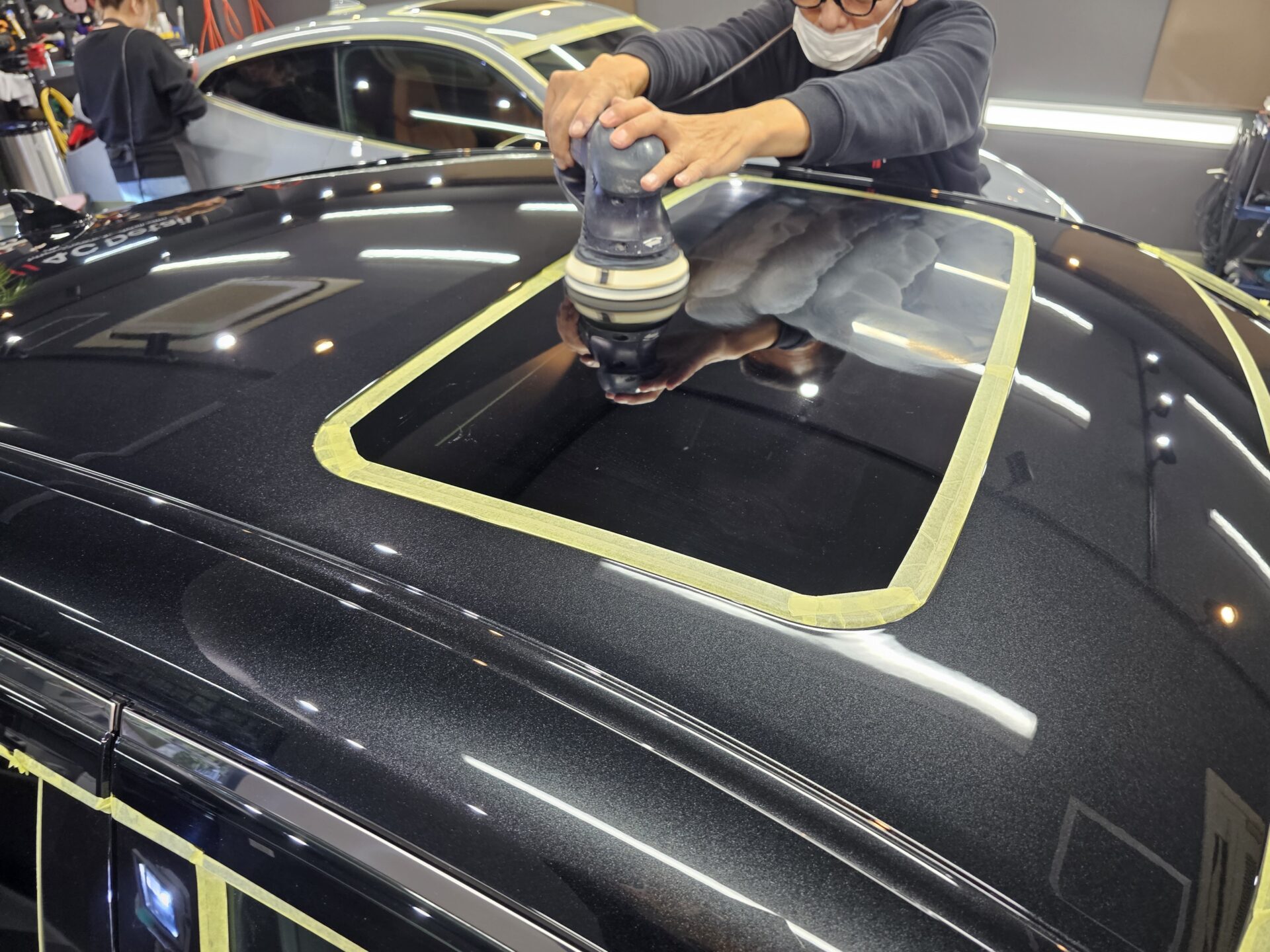 レクサスES300h 新車 ガラスルーフ下地処理