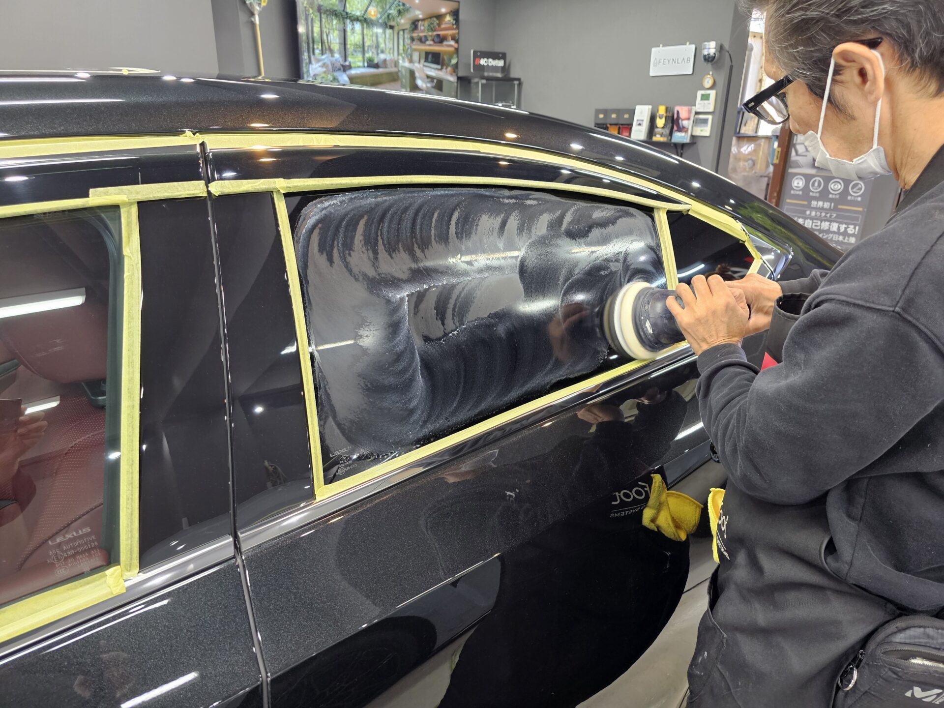 レクサスES300h 新車 窓ガラス磨き