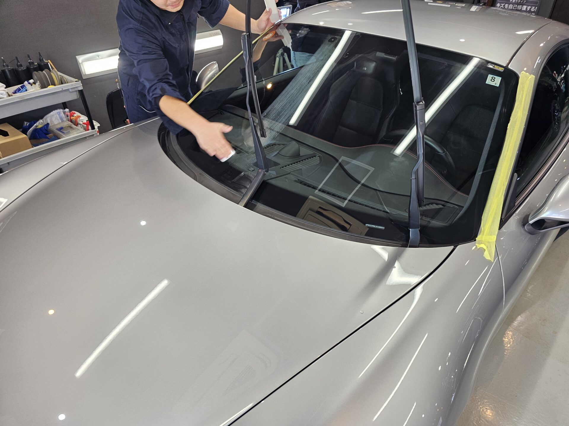 ポルシェ911GT3ツーリング(991) スリックフロントガラスコーティング塗布