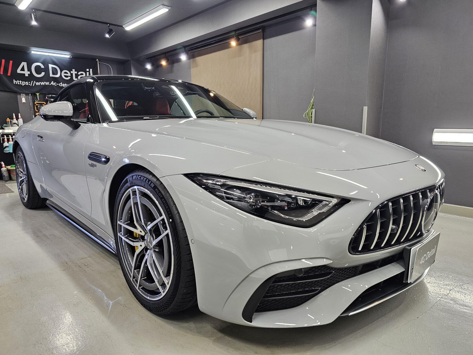 メルセデスベンツAMG SL43 アルペングレー 下地処理クリーニング後