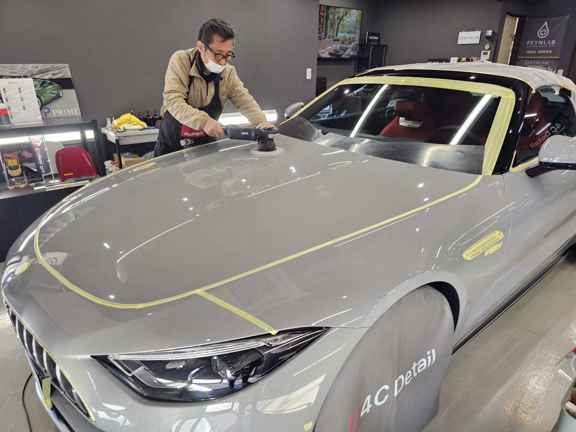 メルセデスベンツAMG SL43 アルペングレー 磨き 下地処理