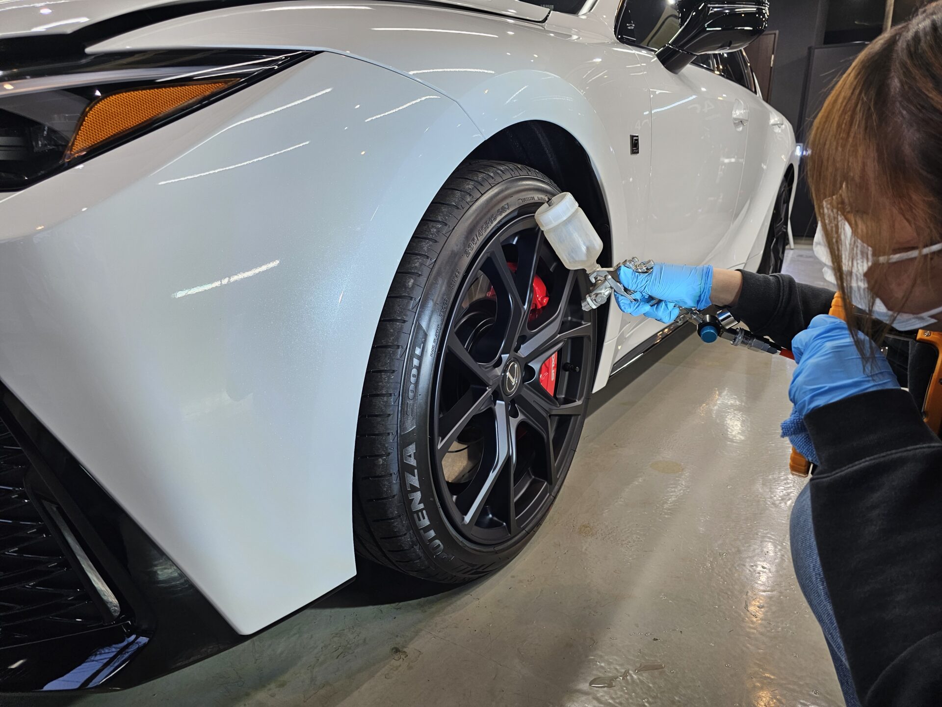 レクサスIS500クライマックスエディション マットホイールコーティング 吹き付け施工