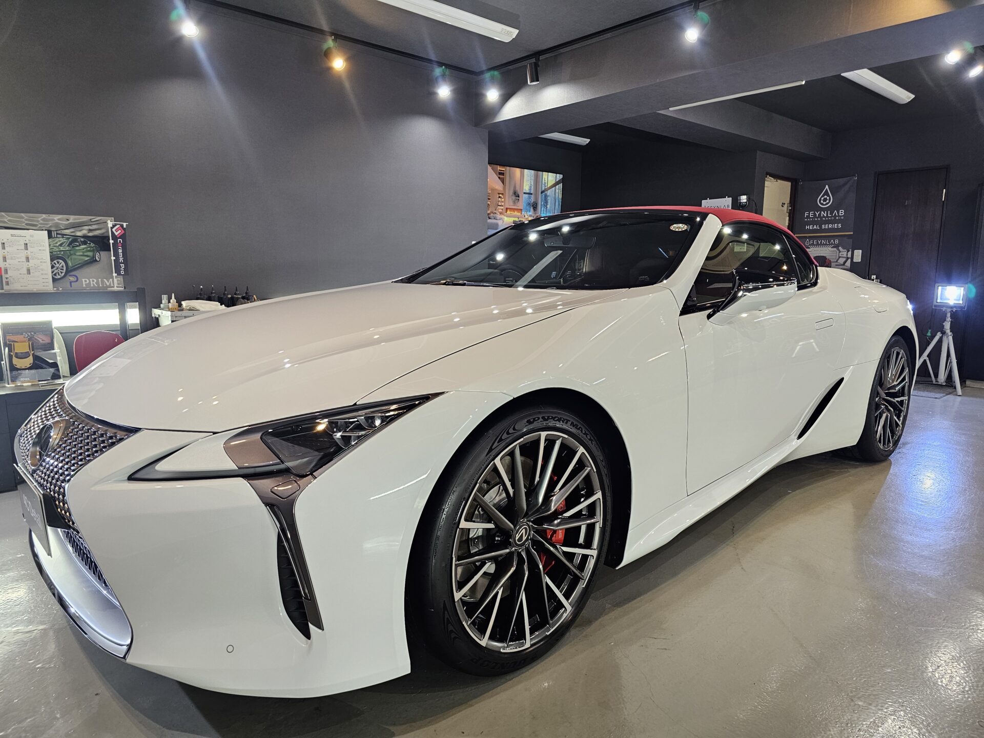 新車レクサスLC500コンバーチブル FEYNLABヒールプラスセラミックコーティング＆プロテクションフィルム内外装フル施工 横浜市南区