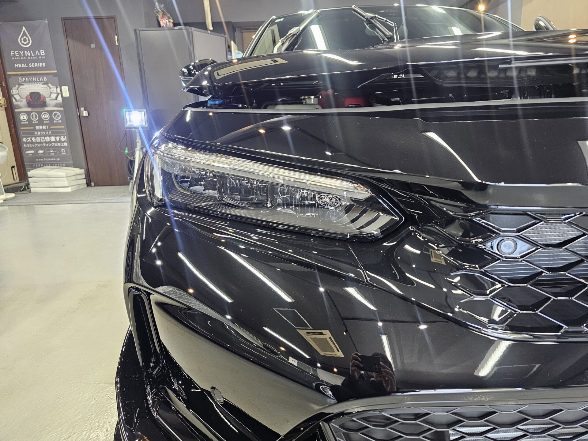 ホンダシビックタイプR FL5 ヘッドライトプロテクションフィルム施行前