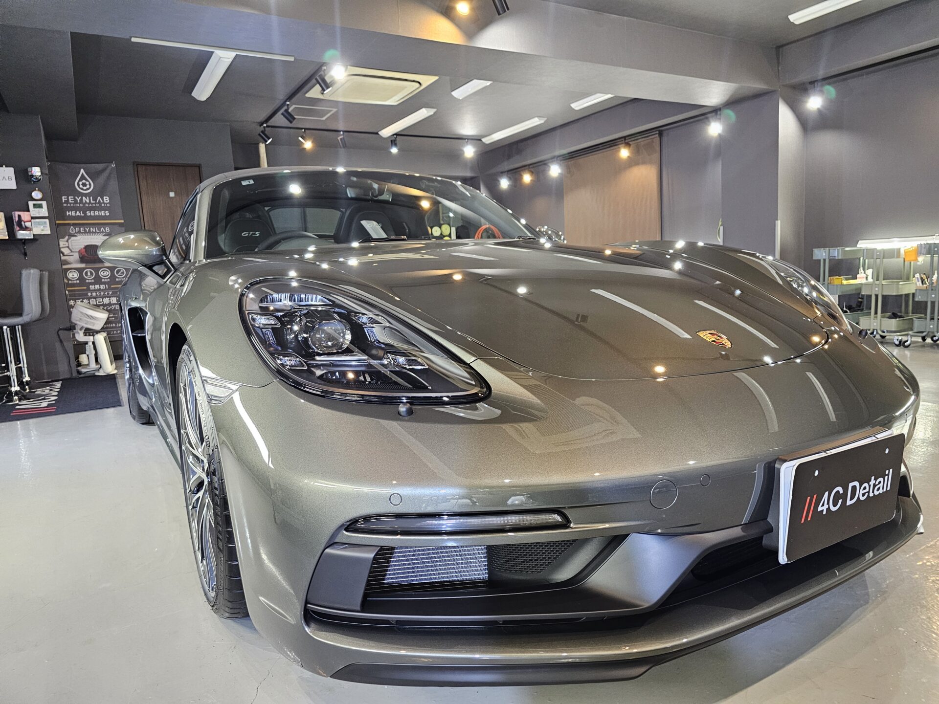 ポルシェ718ボクスターGTS4.0 アベンチュリングリーン ジーテクニックセラミックコーティング