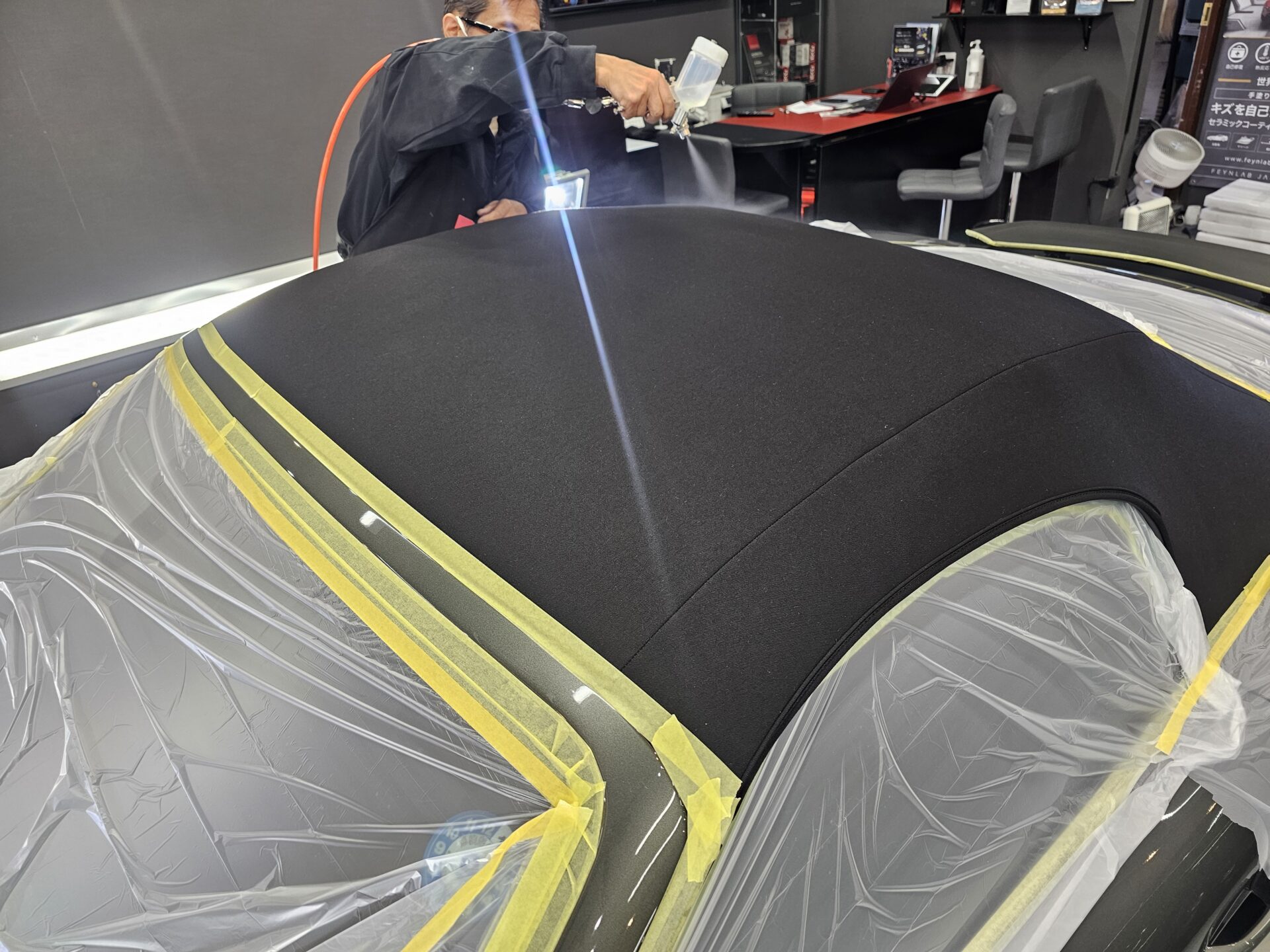 ポルシェ718ボクスターGTS4.0 アベンチュリングリーン 幌コーティング