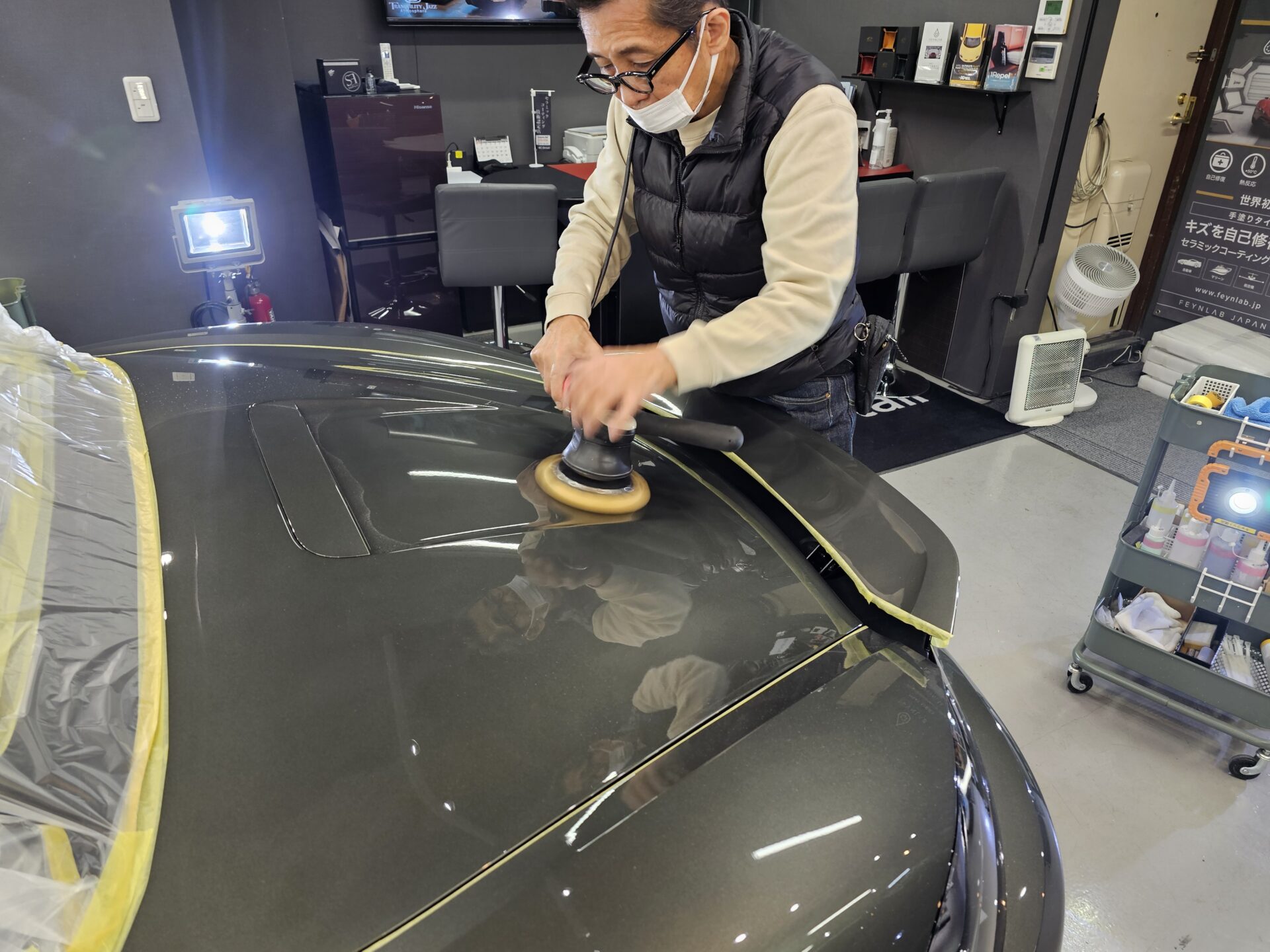 ポルシェ718ボクスターGTS4.0 アベンチュリングリーン 研磨 磨き