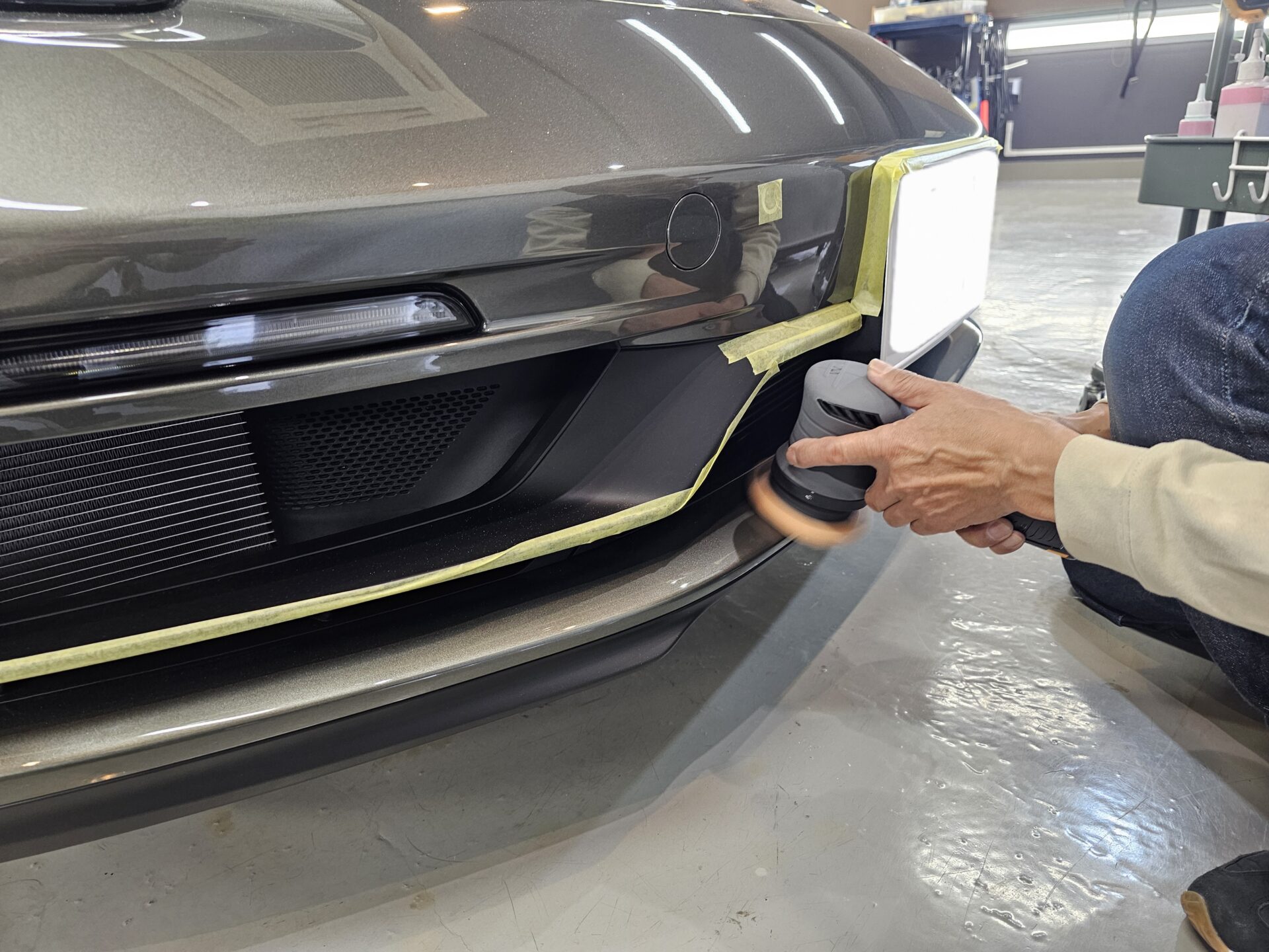 ポルシェ718ボクスターGTS4.0 アベンチュリングリーン 細部磨き